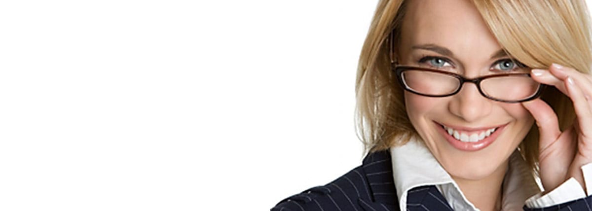 iLASIK vision correction woman with glasses